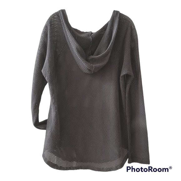 PURE KARMA Gray Yoga Pullover Hoodie - Open Weave - Medium - Picture 4 of 9